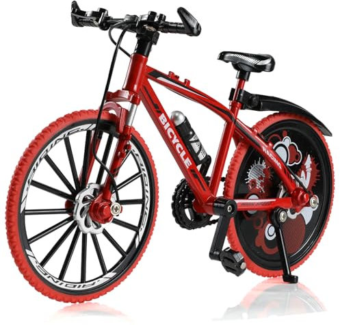 Risopen 1:8 Skala Druckguss Metall Mini Rennrad Fahrrad Modell Spielzeug Finger BMX Spielzeug Desktop Dekoration Handwerk für Radfahren Liebhaber (rot)