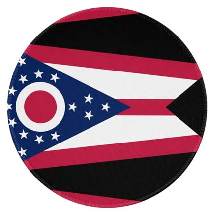 Rundes Mauspad mit Ohio Staatsflagge, 20,3 cm, für Arbeit und Gaming, ideal für Büro, Desktop, Laptop, PC und Konsolen-Gaming