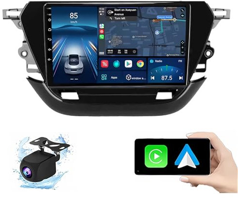 Android 14 Autoradio per Opel Corsa F 2019-2023 9 Pollici Stereo Auto Radio Doppio Din con CarPlay/Android Auto GPS USB Bluetooth WIFI FM Comandi al volante Touchscreen(P1(1G+32G))