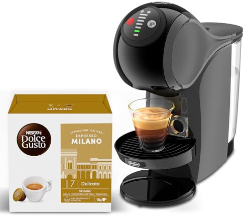 NESCAFÉ DOLCE GUSTO De'longhi Genio S, Macchina per Caffè Espresso e Altre bevande in capsula, Automatica, Antracite + Espresso Milano Caffé 96 capsule