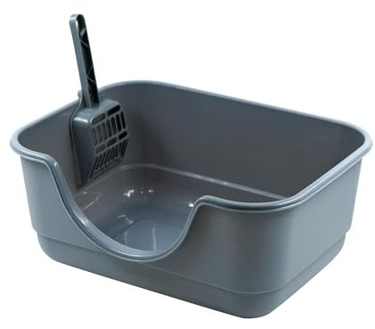 Arenero Gato Grande Bandeja Higiénica Arenero Gatos Gato Caja De Arena Bandeja Arena para Gatos (SOY0216GRIS)