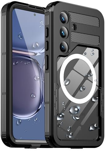 für Samsung Galaxy S25 wasserdichte Hülle mit integriertem Kamera- und Displayschutz, [IP68 wasserdicht] [Militärischer Fallschutz], 360° Vollschutz-Unterwasserhülle für Galaxy S25 (Schwarz)