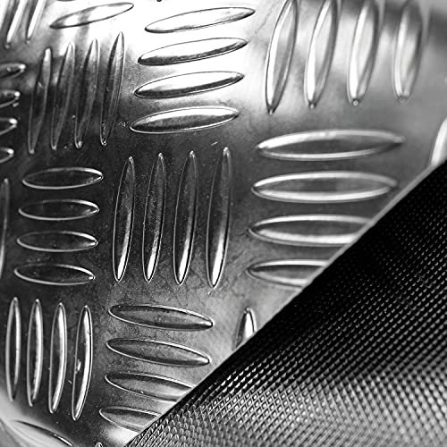 OLIVO.shop Tappeto Gomma Antiscivolo Pvc, Rivestimento Pavimento Gommato in Pvc per Esterni Interni, Bar, Officine, Palestra, Garage, Rotolo Isolante Larghezza 1,5 mt WORK GRECATO (NERO, 1,5x2 MT)