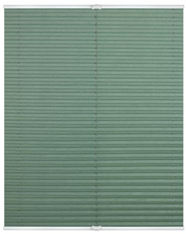Lichtblick Plissee Klemmfix, ohne Bohren, verspannt, lichtdurchlässig, Blickdicht, Uni, mit eleganter Crushed Optik 60 cm x 130 cm (B x L), Salbei