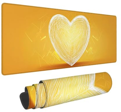 Tapis de Souris de Jeu, 800 x 300 mm XXL Tapis Souris Gaming Grand, Antidérapant Étanche, Extended Long Clavier Mouse Pad, Accessoire Bureau, pour Gamer, Ordinateur, PC, Cadeaux (Amour Jaune) X-412