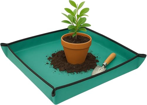 HSYTEK 75x75cm Pflanzmatte, wasserdichte Umtopfmatte, Faltbare Pflanzunterlage für Drinnen und Draußen, Verstellbare Pflanzen für Gartenbaubepflanzung Umpflanzen Beschneiden Umtopfen, Grün