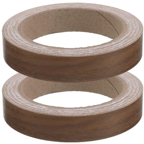 DOITOOL 2 Rolls Wood Grain Edge Banding Tape 1.8cm X 10m Self-Adhesive Furniture Veneer Edging Strip for Cabinet, Wardrobe, Worktop Repair and Window Sill Patch