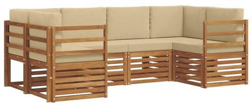 vidaXL 20-teiliges Sofa-Set aus natürlichem Akazienholz, massiv, modern, rechteckig, rechteckig, langlebige Terrassenmöbel, aus Akazienholz
