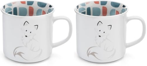 NICI Tasse Dreamy Winter 400ml 9,5x9cm Porzellan weiß - Teetasse Kaffee-Tasse Porzellantasse Henkeltasse Tasse Mug mit Henkel für Kalt- und Heißgetränke, Kaffee, Tee, Milch, Kakao (Packung mit 2)