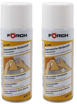 Cola de Contacto en Spray Förch, Pegamento en Spray ideal para Tapicería Coche, Espuma, Tela, Madera, Metal y Hormigón - 2 Unidades