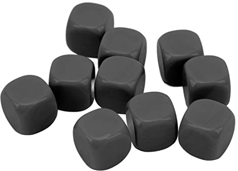 POENVFPO 30-teiliges Blanko-Würfel-Set, Selbstgemachte 6-seitige Kunststoffwürfel mit Abgerundeten Kanten für Brettspiele, Mathe-Lernen und Basteln Im Klassenzimmer (Black)