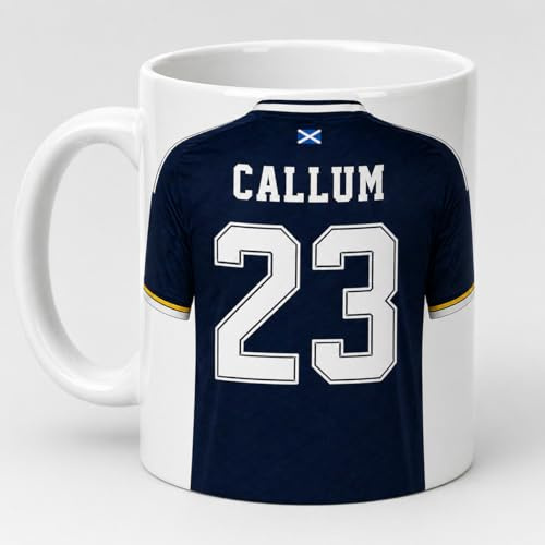 Personalised Scotland Style Football Shirt Design Mug, Custom Name & Number, 11oz Coffee Mug Gift for Fans Gift Fathers Day