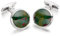 Hoxtons London Herren Sterling Silber u. Jade Runde Manschettenknöpfe