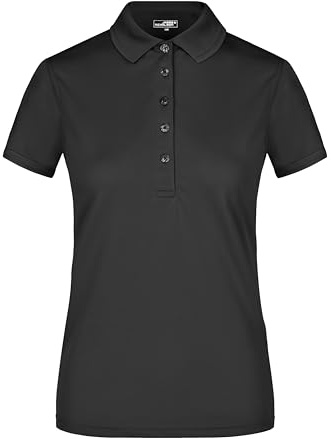 James & Nicholson Damen Aktiv Polo - Funktionelles Poloshirt mit leichter Taillierung | Farbe: black | Grösse: L