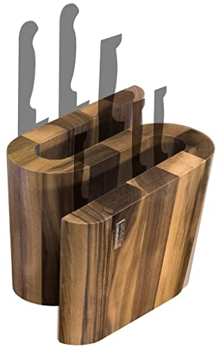 Arte Legno 84WL Magnetic Block and Elegant Kitchen Display-Curved “S” Design-Stain Resistant Walnut Handcrafted in Italy-10 Knife Capaci, Wood