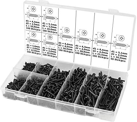 DEMA Linsen Blechschrauben Sortiment 750tlg. – Schrauben, Blechschrauben, Schraubenset – vielseitig, robust, praktisch – für Heimwerker, Werkstatt, Bauprojekte