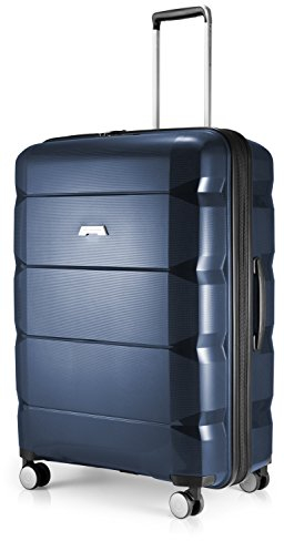 HAUPTSTADTKOFFER - Britz - Hartschalen-Koffer Koffer Trolley Rollkoffer Reisekoffer Erweiterbar, 4 Rollen, TSA, 77 cm, 115 Liter, Dunkelblau