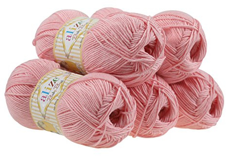 5 x 100g Strickgarn ALIZE Baby Best uni Babywolle Wolle Antipilling 44 Farben, Farbe:161 puderrosa