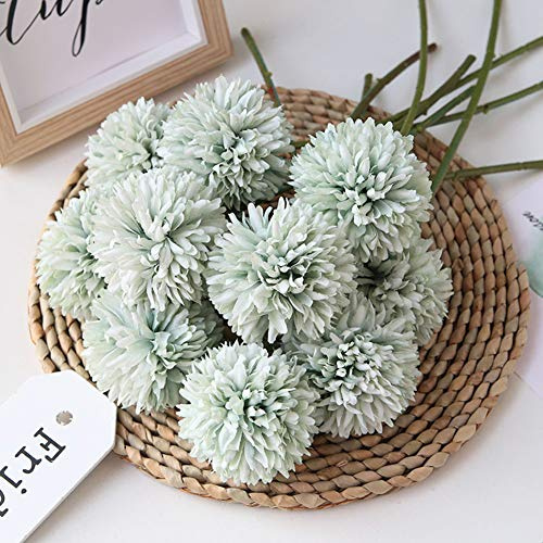 Homyu Künstliche Chrysanthemen Ball Blumen Bouquet 100, Kunstpflanze Kunstblumen, für Wichtige Menschen Glorious Moralische für Home Office Kaffee House Partys und Hochzeiten Lichtgrün