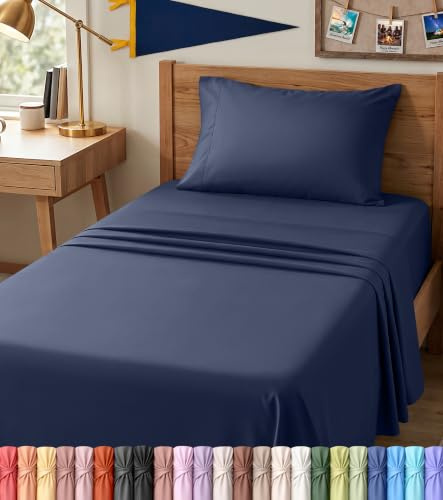 Utopia Bedding Twin XL Sheets - 3 Piece Bedding - Brushed Microfiber - Shrinkage and Fade Resistant - Easy Care (Twin XL, Navy Blue)