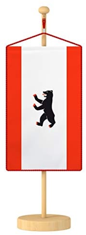 Vispronet® 15 x 25 cm Berlin Tischbanner Bundesländerfahnen Set ✓ Fahne & Ständer ✓ Kordel-Rand