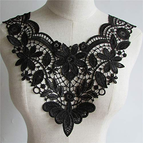 Yulakes Stickerei Ausschnitt Spitze Kragen Spitzenkragen Einsatzkragen Kragen Verzieren Spitze Applique Patch Lace Trim für Kleid DIY Handarbeit