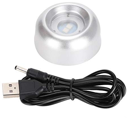 Base de luz LED, soporte de bola con base de pantalla de cristal, soporte luminoso de lámpara colorida, USB y batería