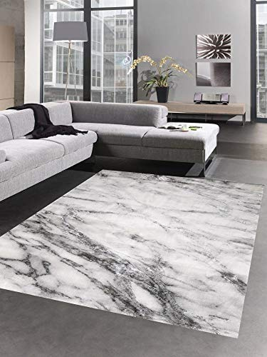 CARPETIA Teppich Design Wohnzimmer Teppich Marmor Optik grau Creme Größe 160x230 cm