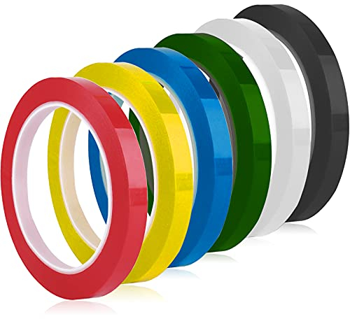 6 Rolles Whiteboard Gridding Tape YUTOU 3 mm x 66 m Graphic Chart Klebeband PET farbiges Klebeband Selbstklebendes Tape Artist Tape für Whiteboards Blackboard usw,6 Farben
