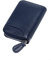 GADIEMKENSD Womens Credit Card Holder Wallet Zip Leather Card Case RFID Blocking Ladies Small Blocked Accordion Wallets with Stainless Steel Zipper Woman Compact Accordian ID Cards Bag Deep Blue