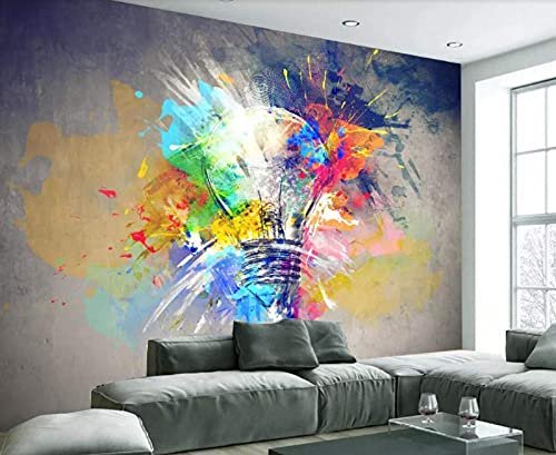 Tapete 3D Wandbild Kreative Farbige Graffiti Glühbirne Fototapete 3D Effekt Vliestapete Wohnzimmer Schlafzimmer Wanddeko