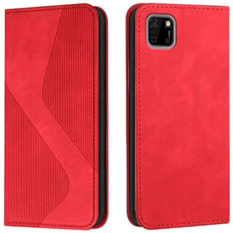 Mo-Somnus Kompatibel mit Huawei Y5P 2020/Honor 9S Hülle, Magnet PU Leder Flip Wallet Case Tasche Handyhülle, Schutzhülle Huawei Y5P 2020/Honor 9S Brieftasche Klapphülle mit [Kartenfächer] (Rot)