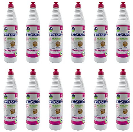 El Milagrito Pack 12 uds. Limpiador Abrillantador pushpull 1L, Blanco, Normal, 12000