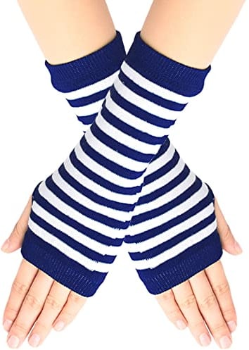 YCBMINGCAN Fingerlose Nadelstreifen-Streifen-Handschuhe mit Warme Unisex-Handschuhe Winterhandschuhe Damen Fell