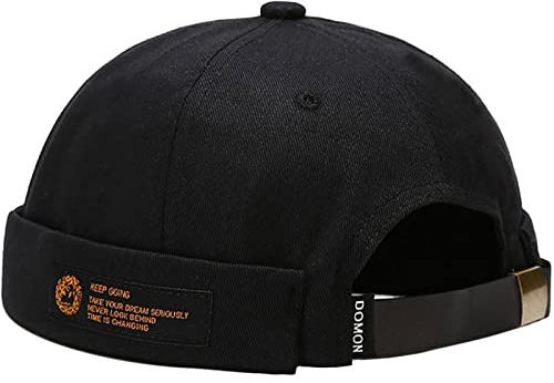 XYIYI Keep Going Schwarz Herren Dockermütze Brimless Hat Schädelkappe Arbeiter Matrosenmütze Gerollte Manschette Retro Beanie Mütze