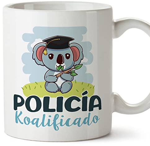 MUGFFINS Tazas para POLICÍA hombre - En Español - Koalificado/koalificada - 11 oz / 330 ml - Regalo original y divertido