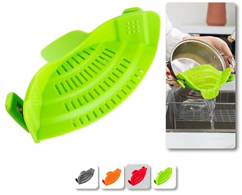 ZAIGON Passoire en silicone alimentaire- Accessoires de cuisine- 100% sans BPA- Passoire pour pâtes,fruits,légumes- Résistant au lave-vaisselle- Parfait pour les poêles, casseroles et bols