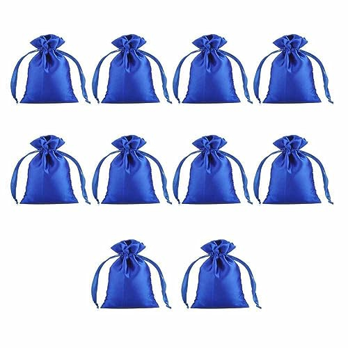SHTGOI 10 Stück Samtbeutel Stoffbeutel mit Kordelzug Samt Schmuckbeutel Süßigkeiten Geschenkbeutel Verpackungsbeutel für Schmuck Party Geburtstage Geschenk Weihnachten Hochzeit 8 * 11cm Blau
