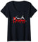 Damen Rentier Weihnachtsmann Hut Zapfen Merry Christmas T-Shirt mit V-Ausschnitt