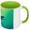 Mug de Couleur Qualité Premium Vert - Très gros Plan Goutte d'Eau - Tasse avec anse et intérieur de couleur