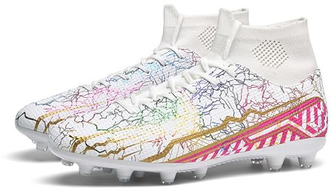 Hixingo Fussballschuhe Herren Stollen Spikes Cleats High Top Football Schuhe Teenager Trainingsschuhe Professionelle Turnschuhe Outdoor Sportschuhe Atmungsaktive Leicht Unisex