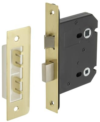 Satin Brass Bathroom Mortice Lock for Doors - 76mm / 57mm Backset