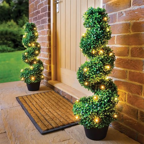 Plastic Artifical LED Light Topiary Swirl Tree Outdoor Garden