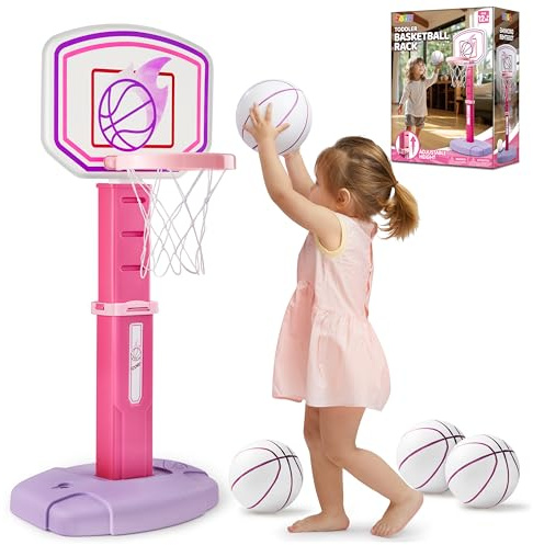 JOYIN Basketballkorb für Kleinkinder, verstellbares Basketballtor mit 4 Bällen für Kinder drinnen und draußen, Basketball-Arcade-Spiel, Weihnachtsgeburtstagsgeschenk für Jungen und Mädchen ab 1 Jahren