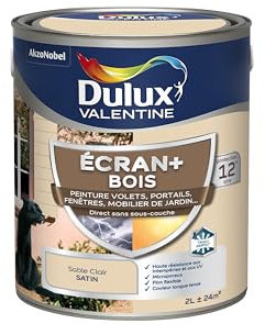 Dulux Valentine Peinture Extérieure Ecran+ Bois - Haute résistance aux intempéries et aux UV, anti-encrassement, couleur longue tenue - Sable Clair 2 L