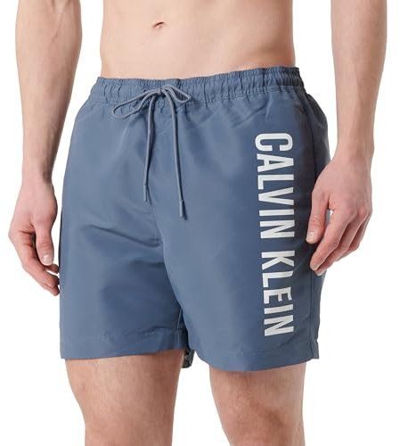 Calvin Klein Herren Badehose Medium Drawstring mit Tunnelzug, Blau (Grisaille), M