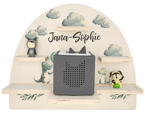 Geschenkfreude Personalisiertes Toniebox Regal für Kinderzimmer - Kinder Wandregal für Tonie Hörfiguren - Magnetisches Tonie Wandregal zur aufbewahrung von Tonieboxen und Figuren - Krokodil