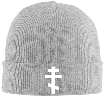 Strickmütze Weißes Orthodoxes Kreuz Wintermütze Bequeme Beanie Mütze Daily Cuffed Hats Für Alle Jahreszeiten Wandern Camping
