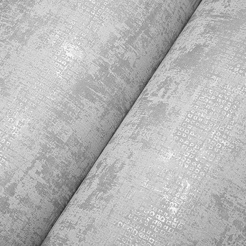 Pamatio Stone Glitter Effect Wallpaper Non-Woven Modern Grey Vintage Industrial Textured Metallic Wallpaper - for Bedroom Adults Living Room Corridor Modern Wall Paper, 53cm X 9.5m