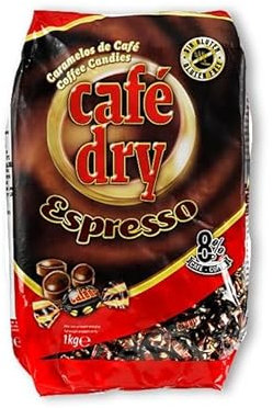 iChuches | Caramelos duros Con Azúcar - Sin Gluten | Bolsa 1 Kg | Diferentes sabores: Café, Creme, Eucalipto, Miel Limón, Anís, Fullmint, Regaliz, etc. (Café Dry Expresso)